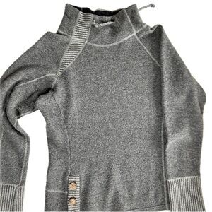 Host Pick Prana Lucia Wool Blend Grey Ribbed Sweater Funnel Neck Size Medium